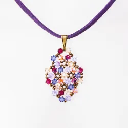 Pendant 45cm - Terence Rhombus S-Purple Suedine - Pendant 45cm - Laiton bronze